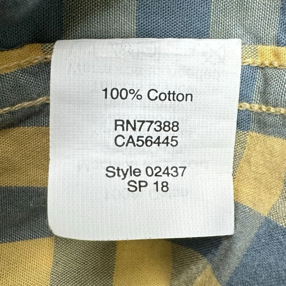 J. Crew Button Down Shirt Mens L Slim Fit Yellow Blue Check Plaid Long Sleeve
